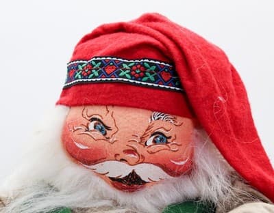 Vintage ANNALEE MOBILITEE Folk Santa With Stick Artisan Felt Christmas Doll 17" - Thumbnail 6