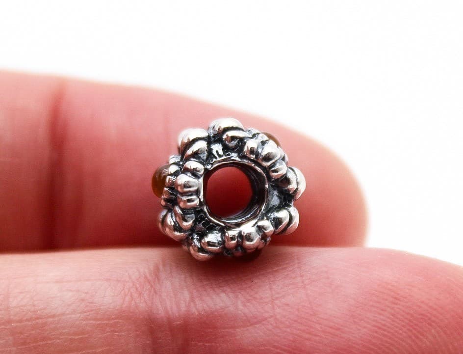 Pandora Authentic Sterling Silver Natural Carnelian July Birthday Blooms Charm - Thumbnail 3