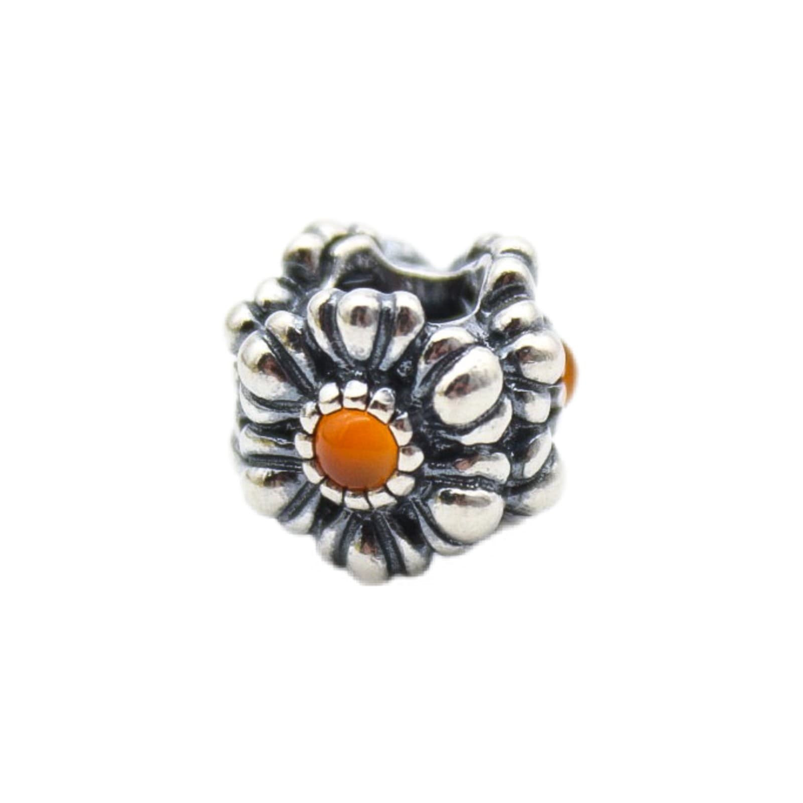 Pandora Authentic Sterling Silver Natural Carnelian July Birthday Blooms Charm - Image 1
