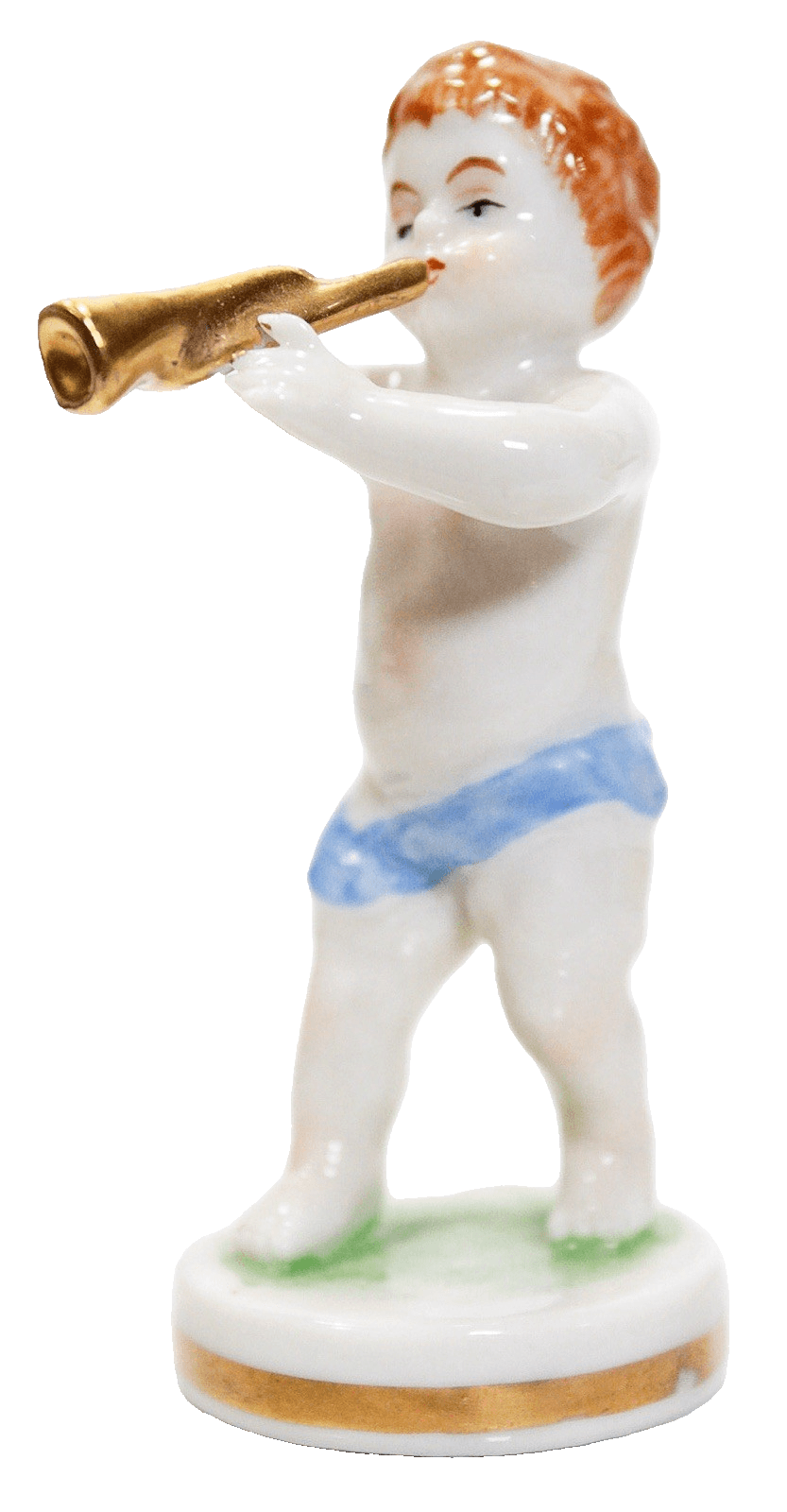 MULLER VOLKSTEDT Dresden Hand Painted Musician Trumpet Player Porcelain Figurine - Image 1