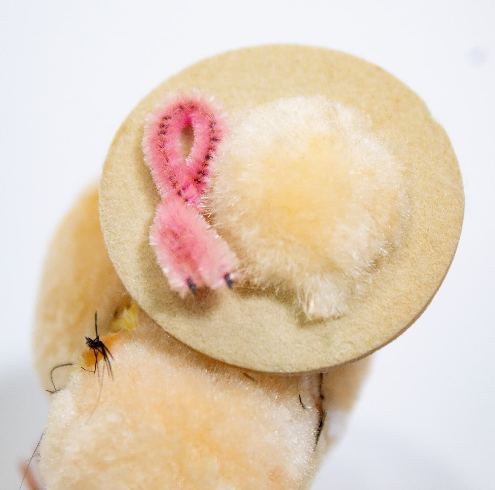 Made in Japan Vintage Yellow Easter Decoration Pom Pom Chenille Chick With Hat - Thumbnail 4