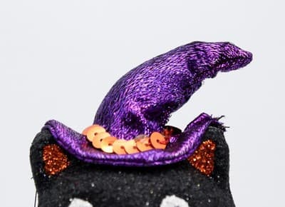 Vintage Hand Made Primitive Black Cat w/ Witch Hat Halloween Figure Doll - Thumbnail 3