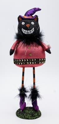 Vintage Hand Made Primitive Black Cat w/ Witch Hat Halloween Figure Doll - Thumbnail 8