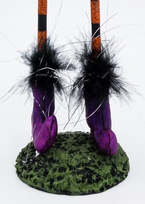 Vintage Hand Made Primitive Black Cat w/ Witch Hat Halloween Figure Doll - Thumbnail 5