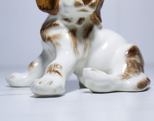 Antique Vintage Hand Painted Porcelain Puppy Dog Figurine Signed JAY DOWNER - Thumbnail 4
