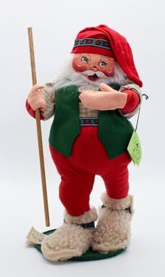 Vintage ANNALEE MOBILITEE Folk Santa With Stick Artisan Felt Christmas Doll 17" - Thumbnail 7