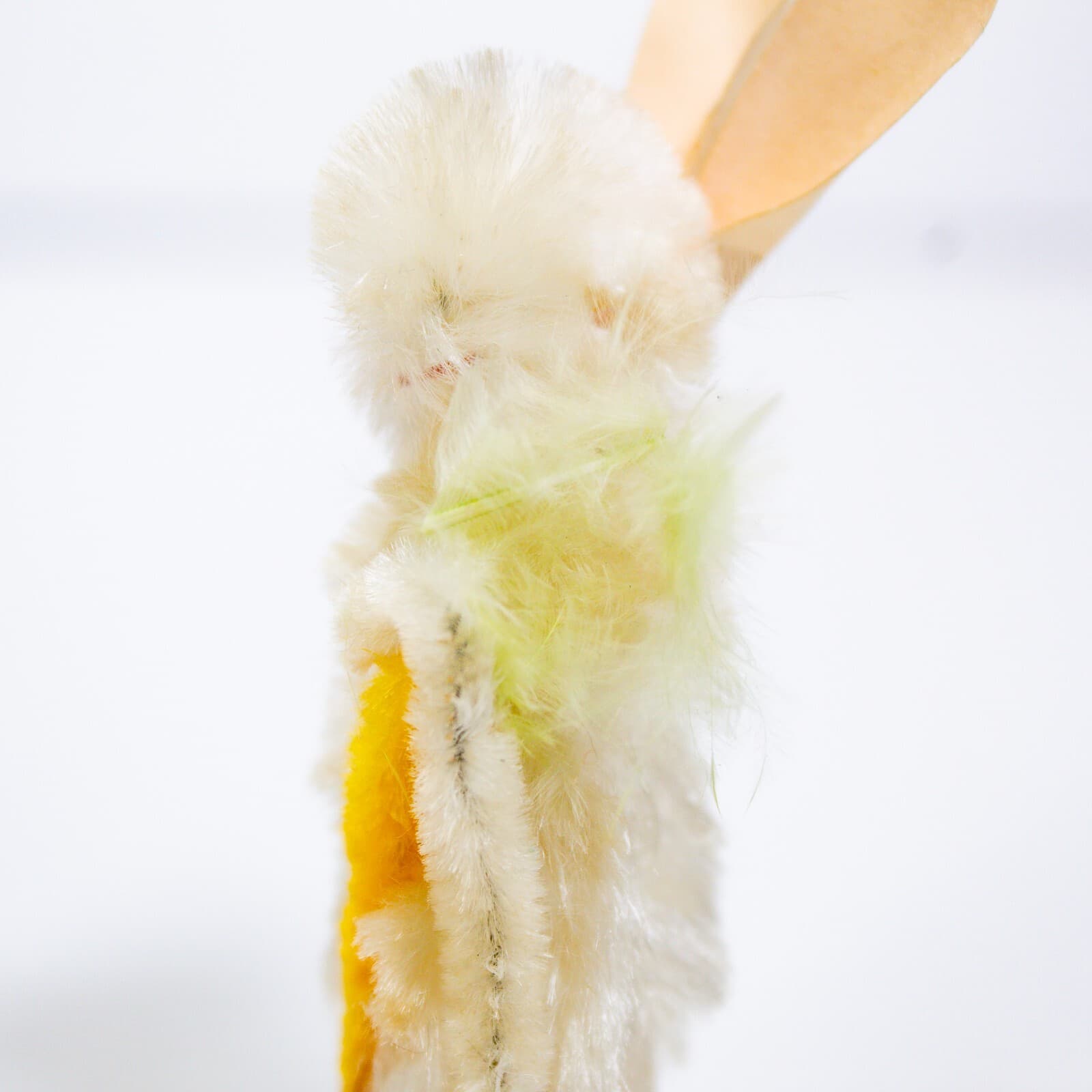 Japanese Vintage Fluffy Easter Decoration White Chenille Bunny With Carrot - Thumbnail 5