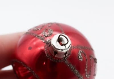 Vintage Made In Poland Mica Indent Reflector Red Glass Christmas Ornament - Thumbnail 6