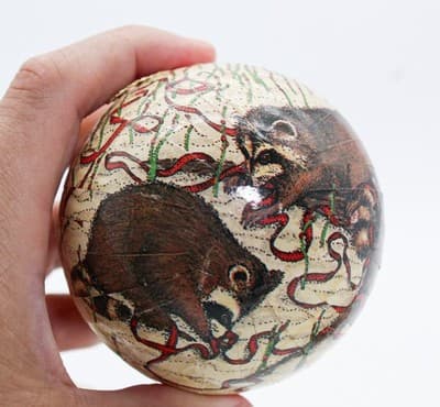 Lot of 3 1980's Midwest Made In Germany Paper Mache Christmas Box Ornaments - Thumbnail 4