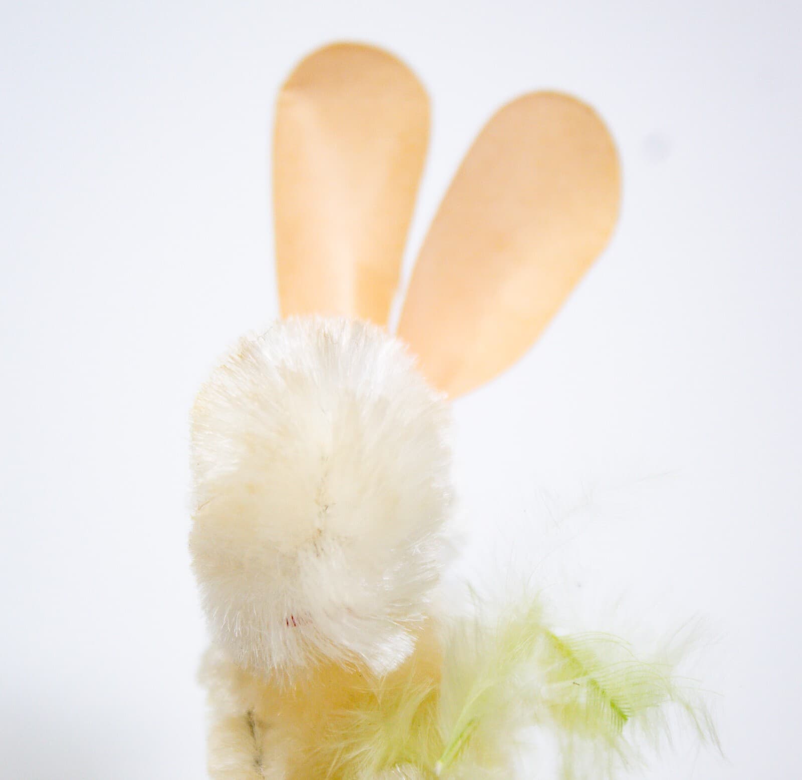Japanese Vintage Fluffy Easter Decoration White Chenille Bunny With Carrot - Thumbnail 3
