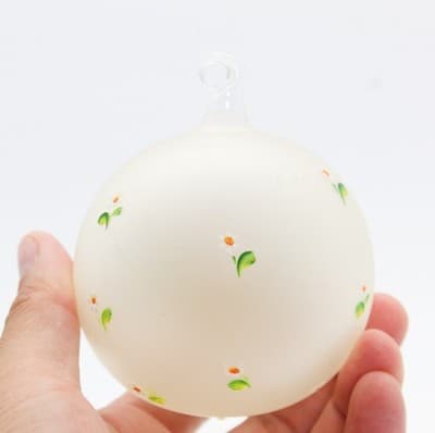 Vintage Hand Painted Love Doves In Flower Basket Glass Christmas Ornament - Thumbnail 2