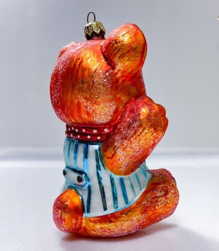 RARE Christopher Radko Baby Huggy Bear Christmas Glass Ornament 6' - Thumbnail 3