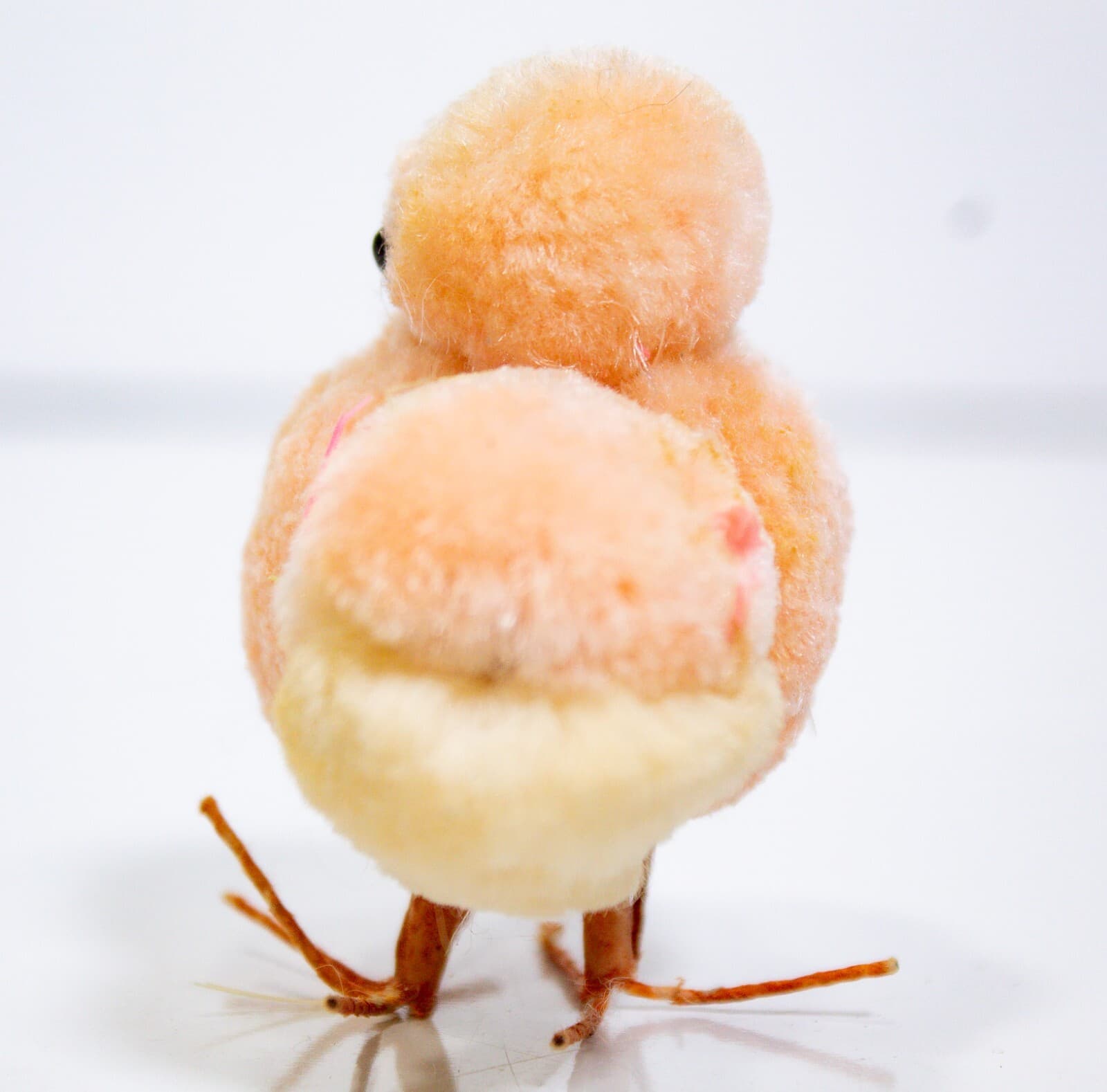 Japanese Vintage Fluffy Yellow And Pink Easter Decoration Pom Pom Chenille Chick - Thumbnail 4