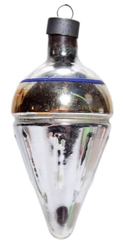 Vintage Mercury Glass Top Toy Motif Hand Painted Hanging Christmas Ornament - Image 1