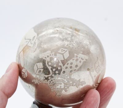 Shiny Brite Vintage Silvered Stencil Nursery Jumbo Ball Glass Christmas Ornament - Thumbnail 5