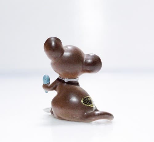 Vintage Rare JOSEF ORIGINALS Porcelain Mouse Spoon Dish Miniature Figurine - Thumbnail 3