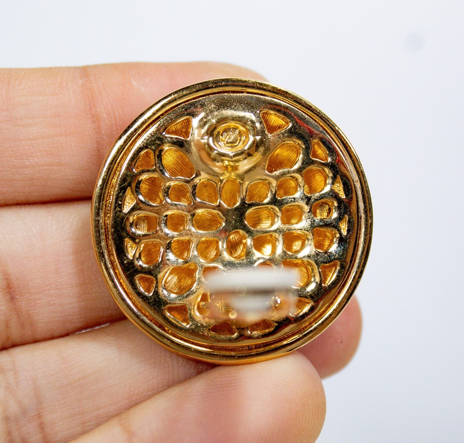 Vtg SWAROVSKI Swan Signed Enamel Crystal Wave Swirl Clip On Earrrings - Thumbnail 5