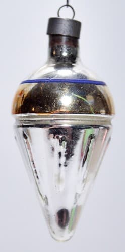 Vintage Mercury Glass Top Toy Motif Hand Painted Hanging Christmas Ornament - Thumbnail 4