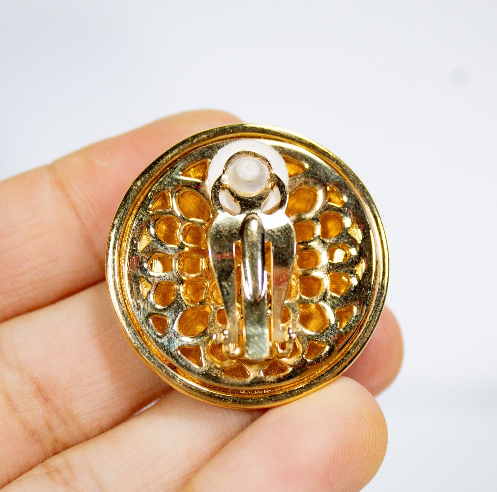 Vtg SWAROVSKI Swan Signed Enamel Crystal Wave Swirl Clip On Earrrings - Thumbnail 4