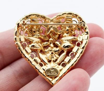 Dorothy Bauer Designer Faceted Glass Crystal Heart Shaped Pin Brooch Vintage - Thumbnail 5