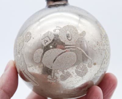 Shiny Brite Vintage Silvered Stencil Nursery Jumbo Ball Glass Christmas Ornament - Thumbnail 3