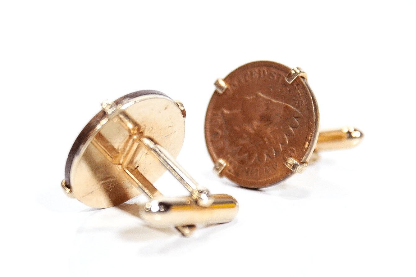 1904-1905 Indian Head Penny One Cent SWANK Men Cufflinks RARE - Thumbnail 5