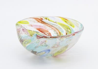 Vintage Murano Italy Tutti Frutti Multicolor Blown Glass Serving Candy Dish Bowl - Thumbnail 4
