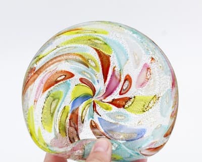 Vintage Murano Italy Tutti Frutti Multicolor Blown Glass Serving Candy Dish Bowl - Thumbnail 2