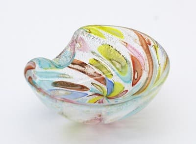 Vintage Murano Italy Tutti Frutti Multicolor Blown Glass Serving Candy Dish Bowl - Thumbnail 5