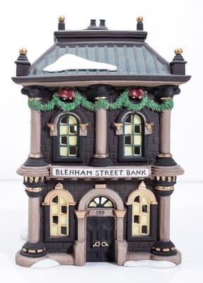 Department 56 "Blenham Street Bank" Christmas Porcelain Decor In Box & Light - Thumbnail 3