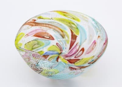 Vintage Murano Italy Tutti Frutti Multicolor Blown Glass Serving Candy Dish Bowl - Thumbnail 6