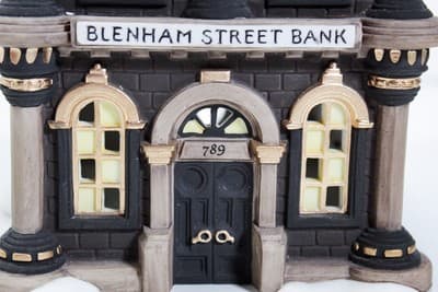 Department 56 "Blenham Street Bank" Christmas Porcelain Decor In Box & Light - Thumbnail 6