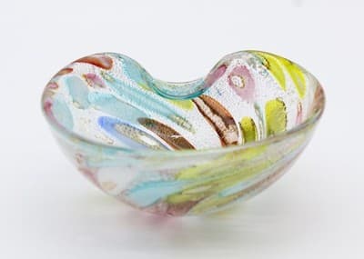 Vintage Murano Italy Tutti Frutti Multicolor Blown Glass Serving Candy Dish Bowl - Thumbnail 7