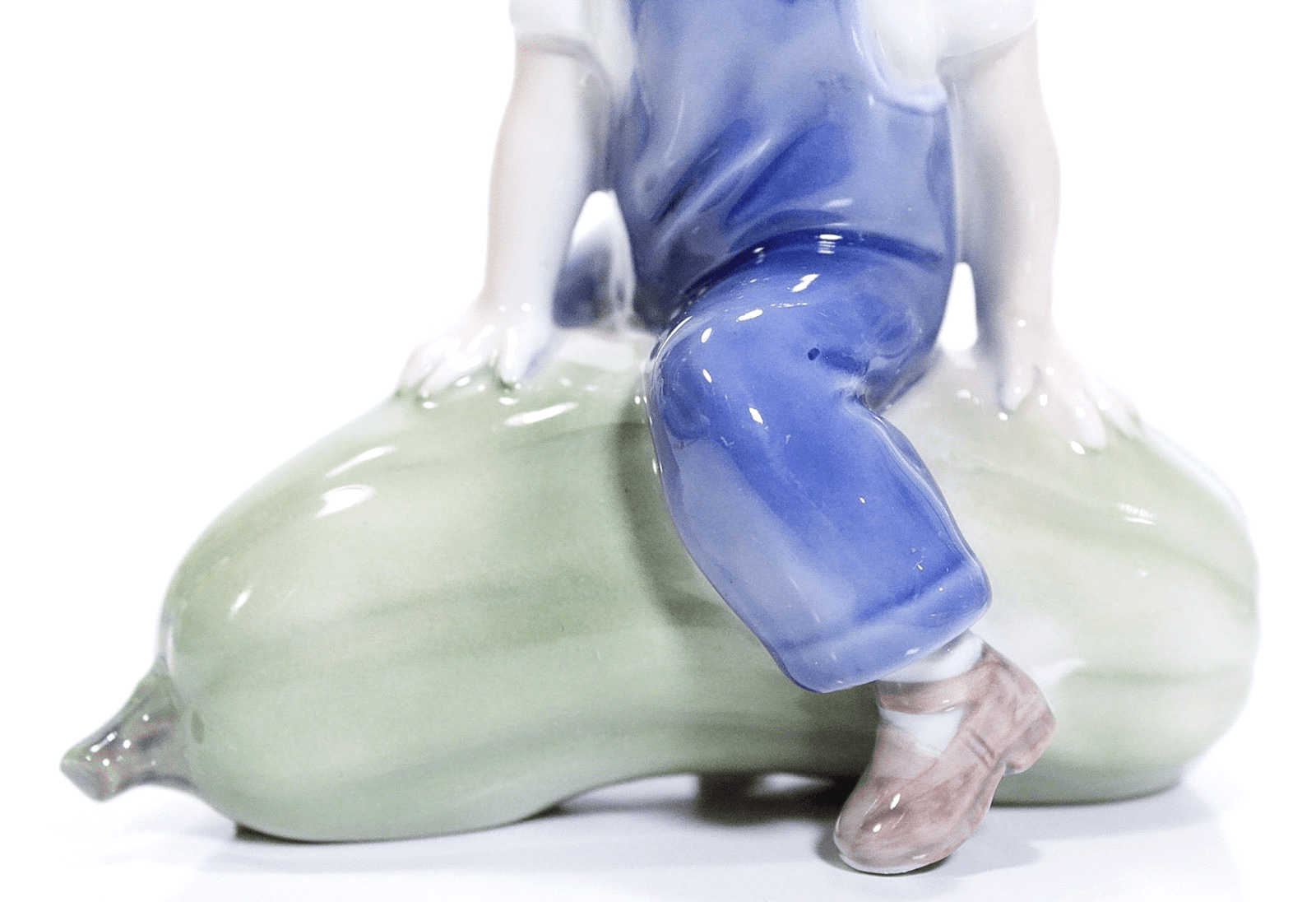 ROYAL COPENHAGEN Denmark Boy Sittin On Gourd Porcelain Figurine RARE - Thumbnail 3