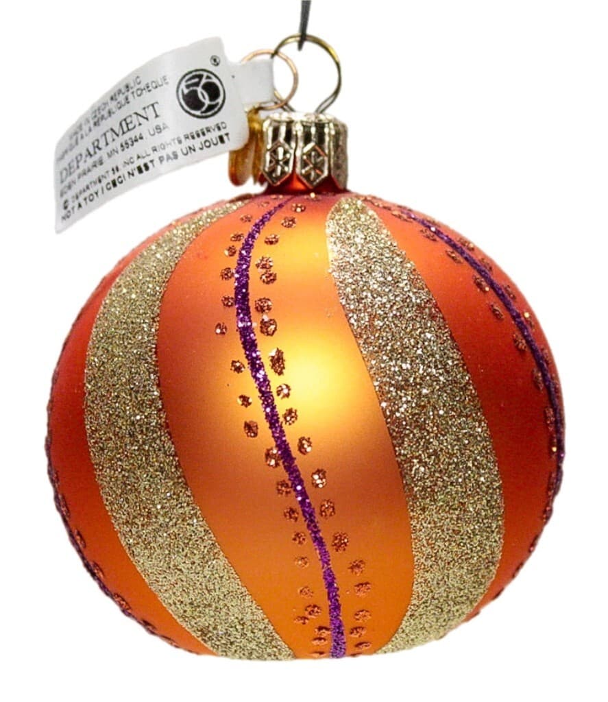 DEPARTMENT 56 Orange Gold Glass Ball Hanging Christmas Ornament - Image 1