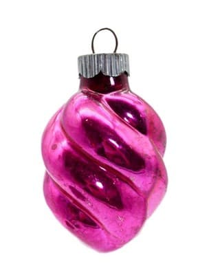 Vintage SHINY BRITE Hot Pink Swirl Glass Christmas Ornament - Image 1