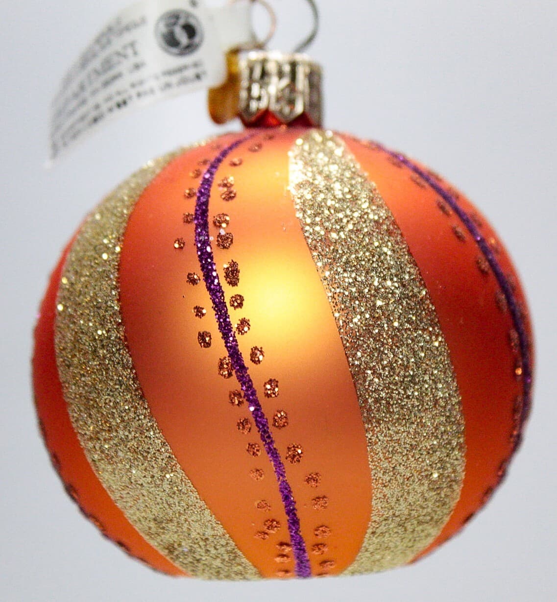 DEPARTMENT 56 Orange Gold Glass Ball Hanging Christmas Ornament - Thumbnail 2