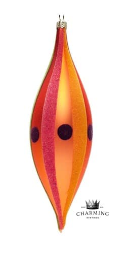 Vtg European Glass & Felt Large Multicolor Icicle Christmas Ornament 8" - Image 1