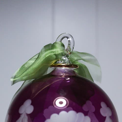 Vintage Antique LARGE Cut to Clear Lavender Purple Glass Christmas Ornament 9" - Thumbnail 6