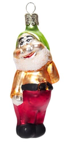 Vintage Czech Republic Glass Snow White Dwarf Bashful Christmas Ornament - Image 1