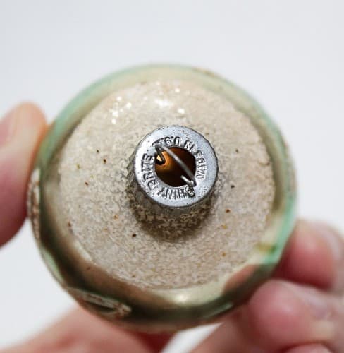 Vintage SHINY BRITE Silvered Green Striped Gold Glitter Glass Christmas Ornament - Thumbnail 5