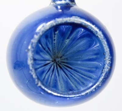 Vintage Made In Poland Indent Reflector Mica Blue Glass Christmas Ornament - Thumbnail 2