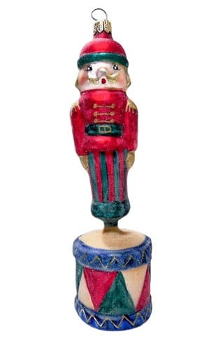 CHRISTOPHER RADKO Retired "Drum Cracker" Soldier Glass Christmas Ornament 8" - Thumbnail 2
