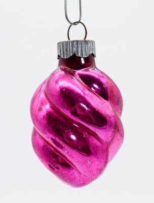 Vintage SHINY BRITE Hot Pink Swirl Glass Christmas Ornament - Thumbnail 4