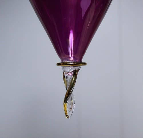 Vintage Antique LARGE Cut to Clear Lavender Purple Glass Christmas Ornament 9" - Thumbnail 3