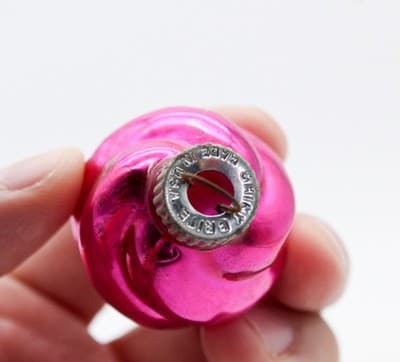 Vintage SHINY BRITE Hot Pink Swirl Glass Christmas Ornament - Thumbnail 3