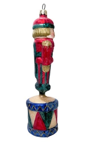 CHRISTOPHER RADKO Retired "Drum Cracker" Soldier Glass Christmas Ornament 8" - Thumbnail 5