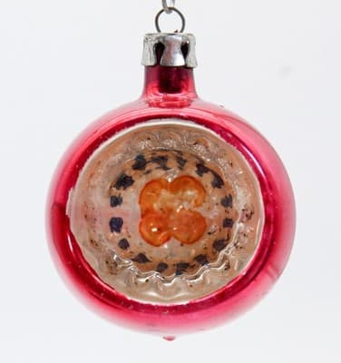 Vintage Poland Hand Painted Red Indent Reflector Multicolor Christmas Ornament - Thumbnail 3