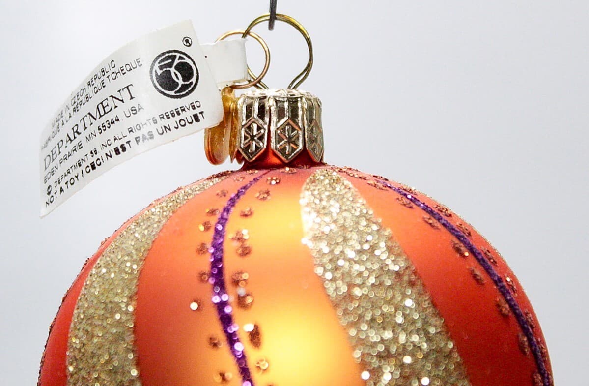 DEPARTMENT 56 Orange Gold Glass Ball Hanging Christmas Ornament - Thumbnail 3