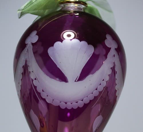 Vintage Antique LARGE Cut to Clear Lavender Purple Glass Christmas Ornament 9" - Thumbnail 7